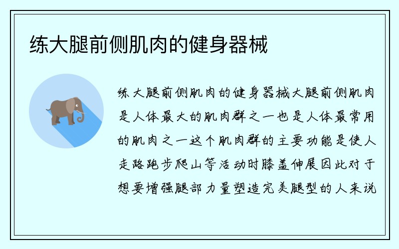 练大腿前侧肌肉的健身器械